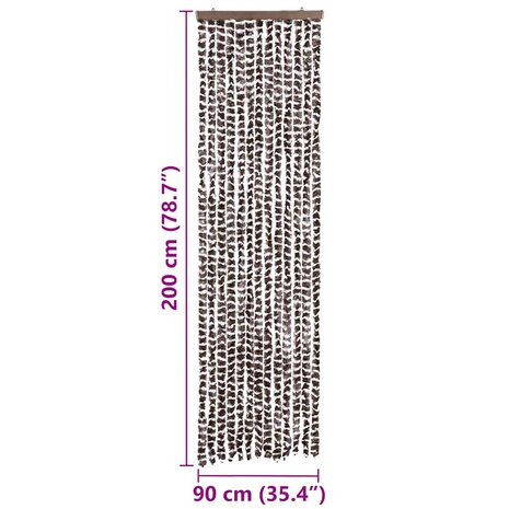 Vliegengordijn 56x200 cm chenille beige en bruin 7