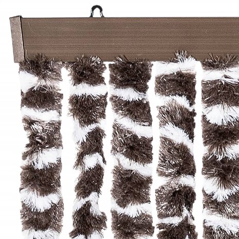 Vliegengordijn 90x200 cm chenille bruin en wit 4
