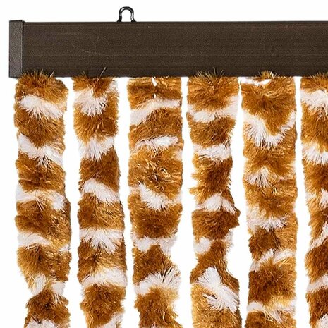 Vliegengordijn 56x200 cm chenille okerkleurig en wit 4