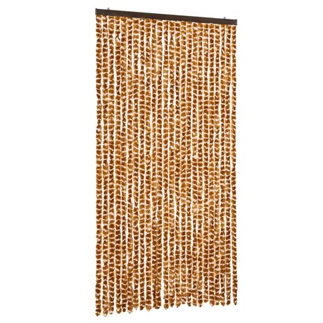 Vliegengordijn 100x230 cm chenille okerkleurig en wit 2