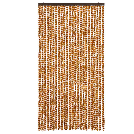 Vliegengordijn 100x230 cm chenille okerkleurig en wit 3