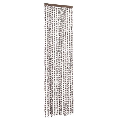 Vliegengordijn 56x200 cm chenille taupe en wit 2