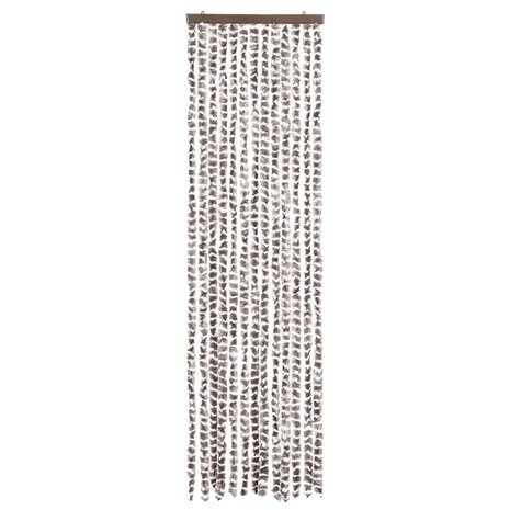 Vliegengordijn 56x200 cm chenille taupe en wit 3