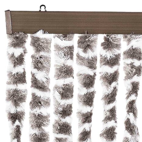 Vliegengordijn 56x200 cm chenille taupe en wit 4