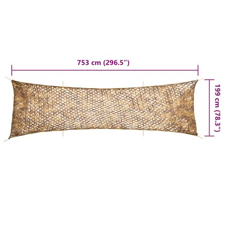 Camouflagenet met opbergzak 753x199 cm zandkleurig 7