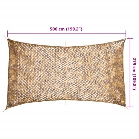 Camouflagenet met opbergzak 506x279 cm zandkleurig 7