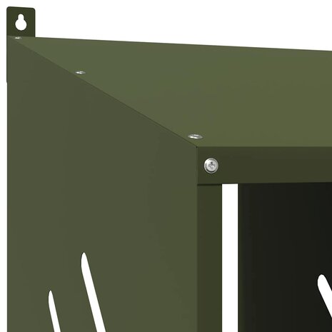 Kippennestkastje met 4 vakken olijfgroen metaal 9