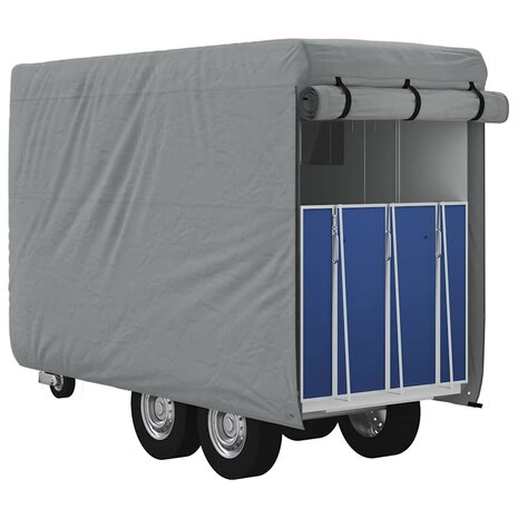 Paardentrailerhoes 376x168x240 cm vliesvlies grijs 8