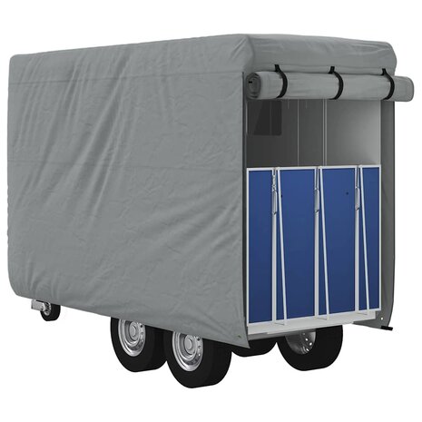 Paardentrailerhoes 396x178x250 cm vliesvlies grijs 8