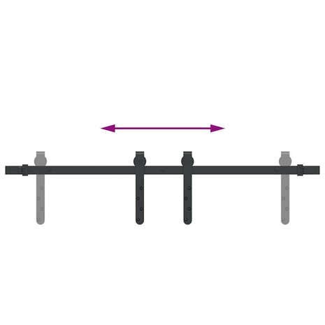 Ophangset voor schuifdeur 91 cm koolstofstaal 8