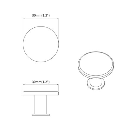 Handvat 12 pcs Zwart &Oslash;30 mm Aluminium 7