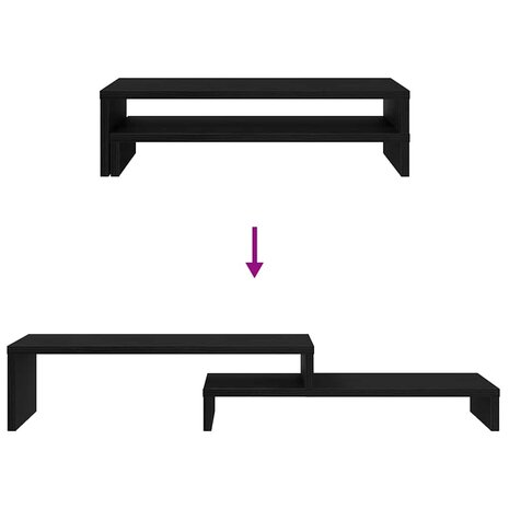 Monitorstandaard Zwart Eiken 54x22x15 cm Bewerkt Hout 8