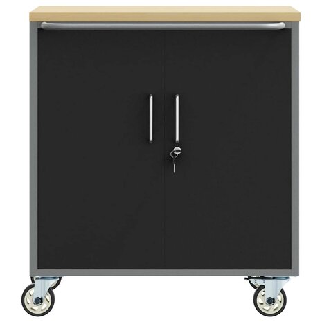Werkbank met plank met wiel Zwart en Grijs 75 x 45 x 85 cm 5