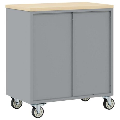 Werkbank met plank met wiel Zwart en Grijs 75 x 45 x 85 cm 7