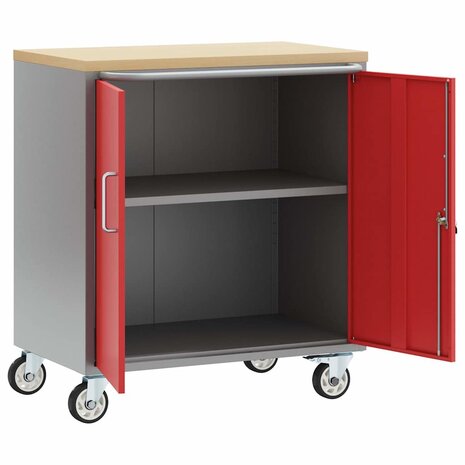 Werkbank Rood en Grijs 75 x 45 x 85 cm Engineered hout en staal 4