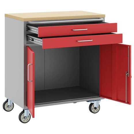Werkbank Rood en Grijs 75 x 45 x 85 cm Engineered hout en staal 4
