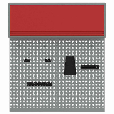 Gereedschapskast set met plank 3 pcs Rood Gepoedercoat staal 7