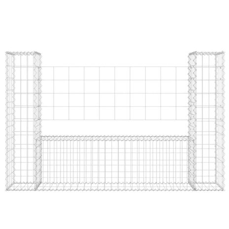 Schanskorf U-vormig met 2 palen 140x20x100 cm ijzer 3
