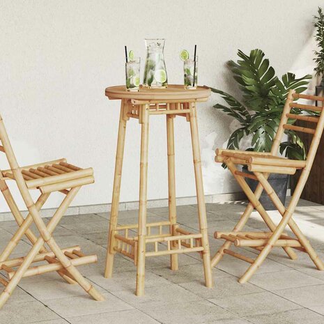 Bartafel voor buiten Rond &Oslash;55x100 cm bamboe 1