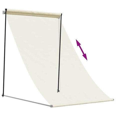 Luifel uittrekbaar 100x150 cm stof en staal cr&egrave;mekleurig 6
