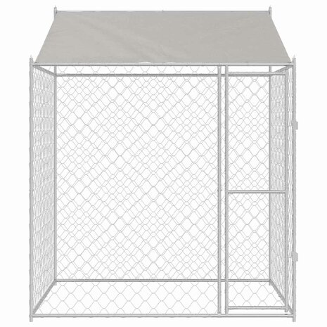Hondenkooi met Dak Zilver 200 x 200 x 258 cm Staal en PE 4