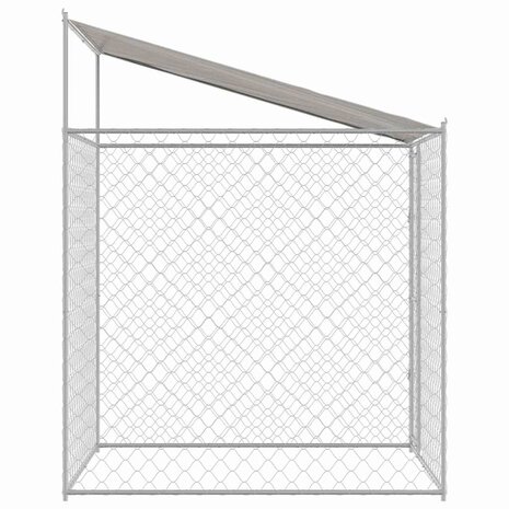 Hondenkooi met Dak Zilver 200 x 200 x 258 cm Staal en PE 5