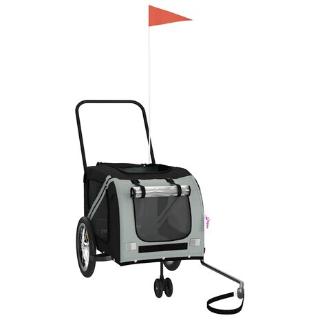 Huisdierfietskar Grijs en Zwart Oxford Stof en IJzer 3