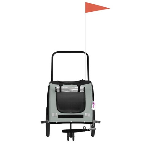 Huisdierfietskar Grijs en Zwart Oxford Stof en IJzer 4