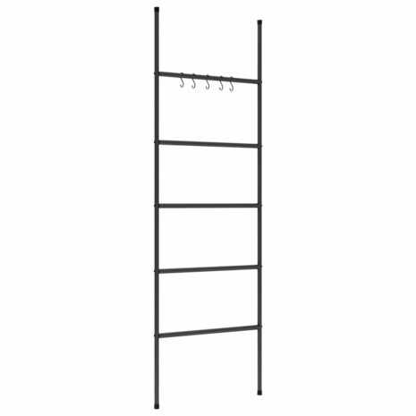 Handdoekenrek met 5 niveaus, zwart 58x175 cm, ijzer 4