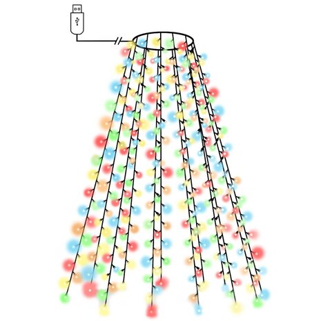 Kerstboomverlichting met 180 LED's meerkleurig net 180 cm 2