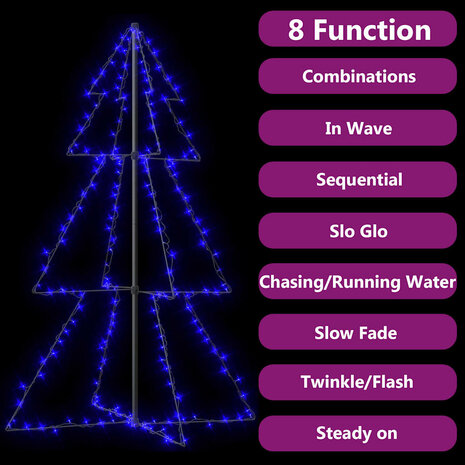 Kegelkerstboom 200 LED's binnen en buiten 98x150 cm 4