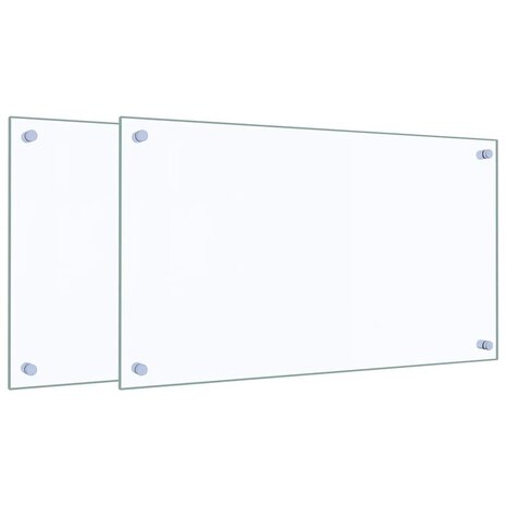 Spatschermen keuken 2 st 70x40 cm gehard glas transparant 2