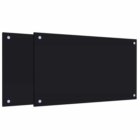 Spatschermen keuken 2 st 70x40 cm gehard glas zwart 2