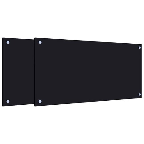 Spatschermen keuken 2 st 80x40 cm gehard glas zwart 2