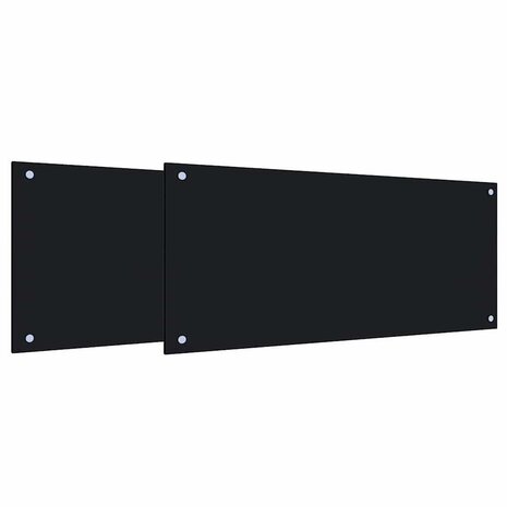 Keuken Spatscherm 2 pcs Zwart 90 x 40 cm gehard glas 2