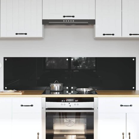 Keuken Achterwand 2 pcs Zwart 80 x 40 cm gehard glas 1