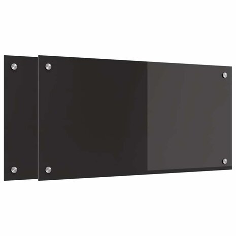 Keuken Achterwand 2 pcs Zwart 80 x 40 cm gehard glas 2