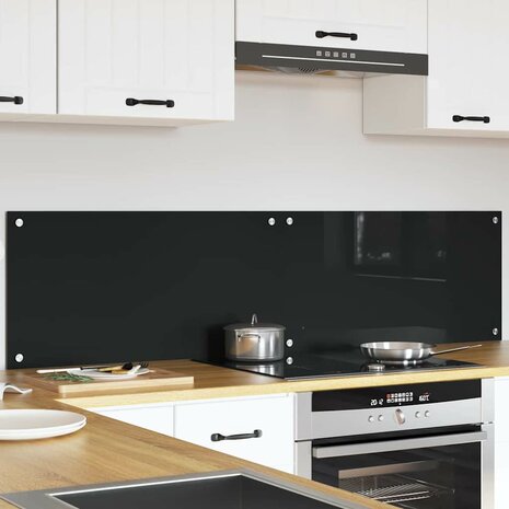 Keuken Achterwand 2 pcs Zwart 80 x 40 cm gehard glas 3