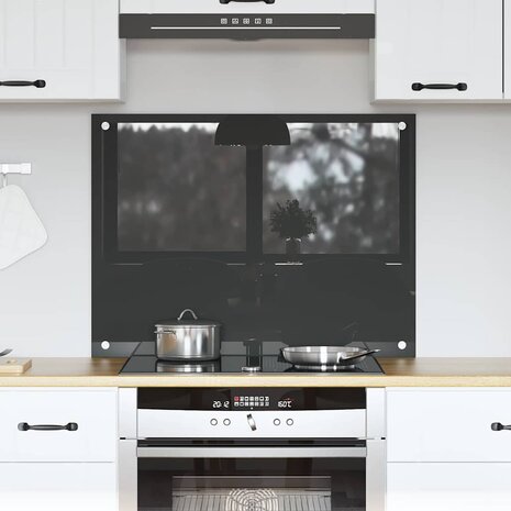 Keuken Spatscherm Donkergrijs 80 x 60 cm gehard glas 1