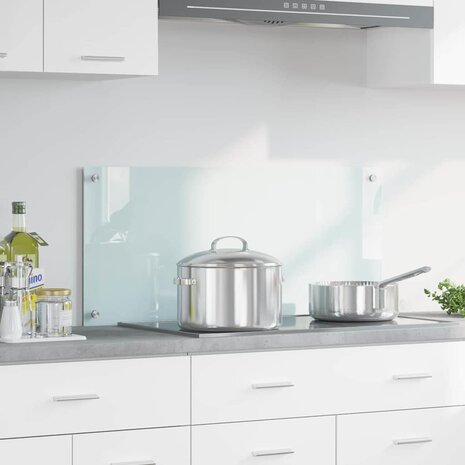 Keuken Achterwand Wit 90 x 40 cm gehard glas 1
