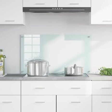 Keuken Achterwand Wit 90 x 50 cm gehard glas 3