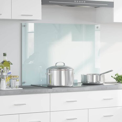 Keuken Achterwand Wit 90 x 60 cm gehard glas 1