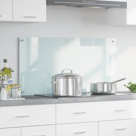 Keuken Achterwand Wit 100 x 50 cm gehard glas 1