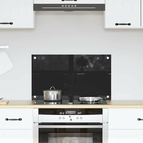 Keuken Achterwand Zwart 70 x 40 cm gehard glas 1