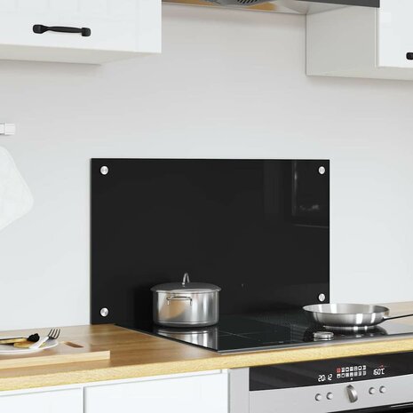 Keuken Achterwand Zwart 70 x 40 cm gehard glas 3