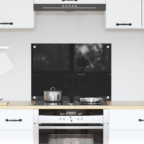 Keuken Achterwand Zwart 70 x 50 cm gehard glas 1