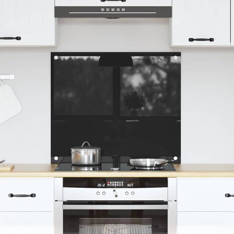 Keuken Achterwand Zwart 70 x 60 cm gehard glas 1
