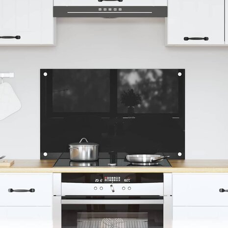 Keuken Achterwand Zwart 80 x 50 cm gehard glas 1