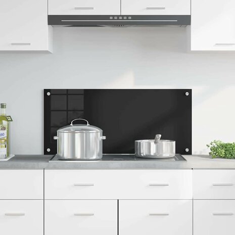 Keuken Achterwand Zwart 90 x 40 cm gehard glas 3