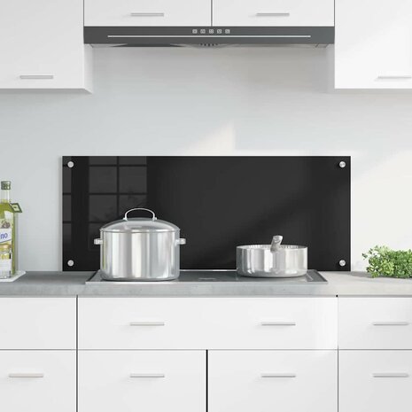 Keuken Achterwand Zwart 100 x 40 cm gehard glas 3